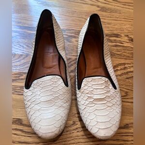 Italian Leather Faux Snakeskin Flats